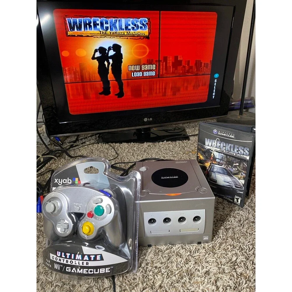 Platinum Nintendo GameCube Console DOL-101 silver W Controller +Wires